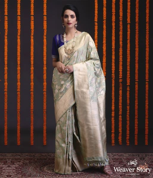 Moss_green_kadhwa_banarasi_jangla_WeaverStory_02