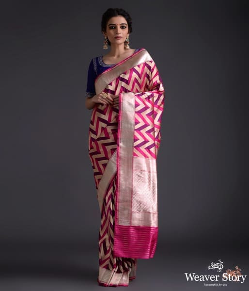 Pink_and_purple_chevron_kadhwa_saree_with_badla_border_WeaverStory_02