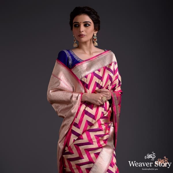 Pink_and_purple_chevron_kadhwa_saree_with_badla_border_WeaverStory_01