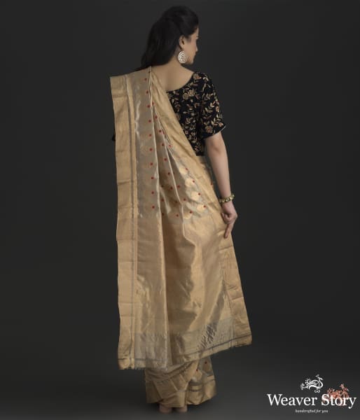 Golden_beige_silk_chanderi_saree_with_meenakari_WeaverStory_03