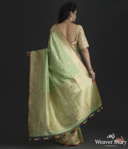 Pistachio_green_kadhwa_booti_saree_with_meenakari_WeaverStory_04