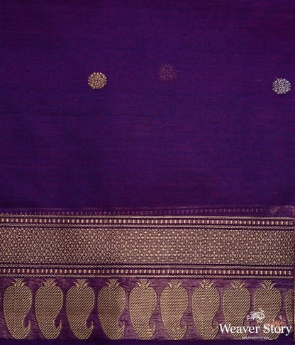 Orange_and_Purple_Banarasi_Kora_silk_saree_WeaverStory_05