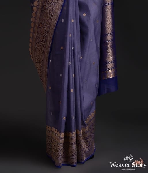 Handwoven_pure_kora_silk_saree_with_kadhwa_booti_and_contrast_border_WeaverStory_04