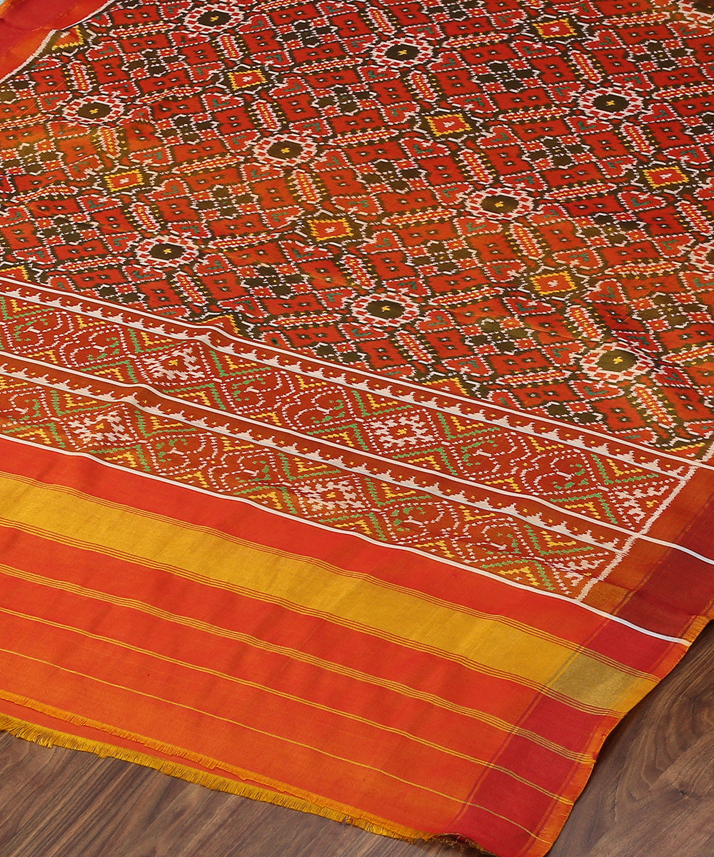 Handloom_Yellow_and_Orange_Mulberry_Silk_Patola_Dupatta_with_Single_Ikat_Weave_WeaverStory_03