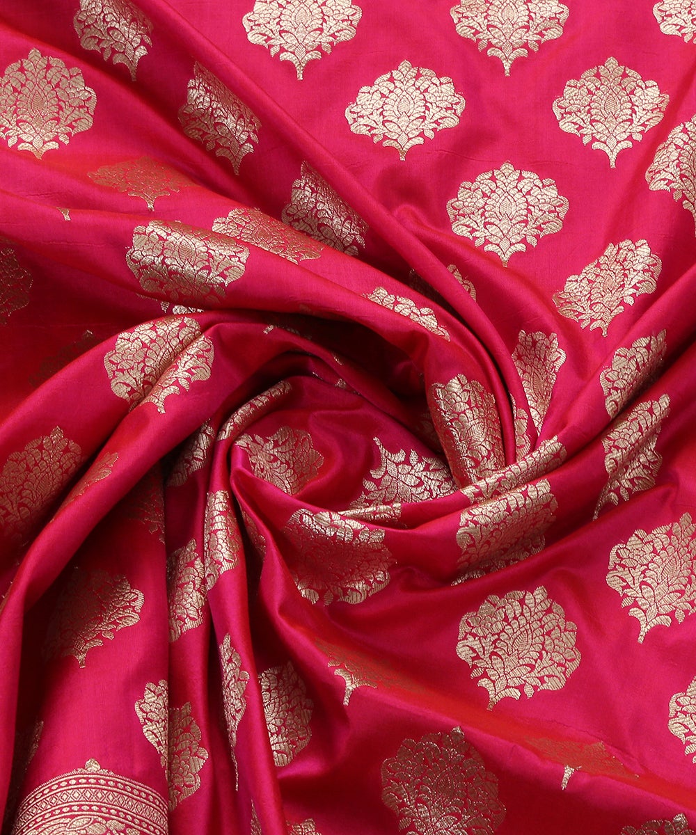 Handloom_Hot_Pink_Pure_Katan_Silk_Cutwork_Banarasi_Dupatta_with_Boota_WeaverStory_05