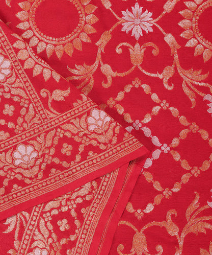 Handloom_Red_Pure_Georgette_Banarasi_Dupatta_With_Jaal_WeaverStory_04