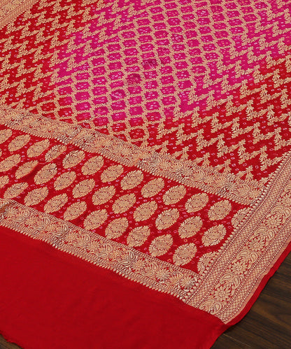 Handloom_Red_and_Pink_Georgette_Banarasi_Bandhej_Dupatta_WeaverStory_03