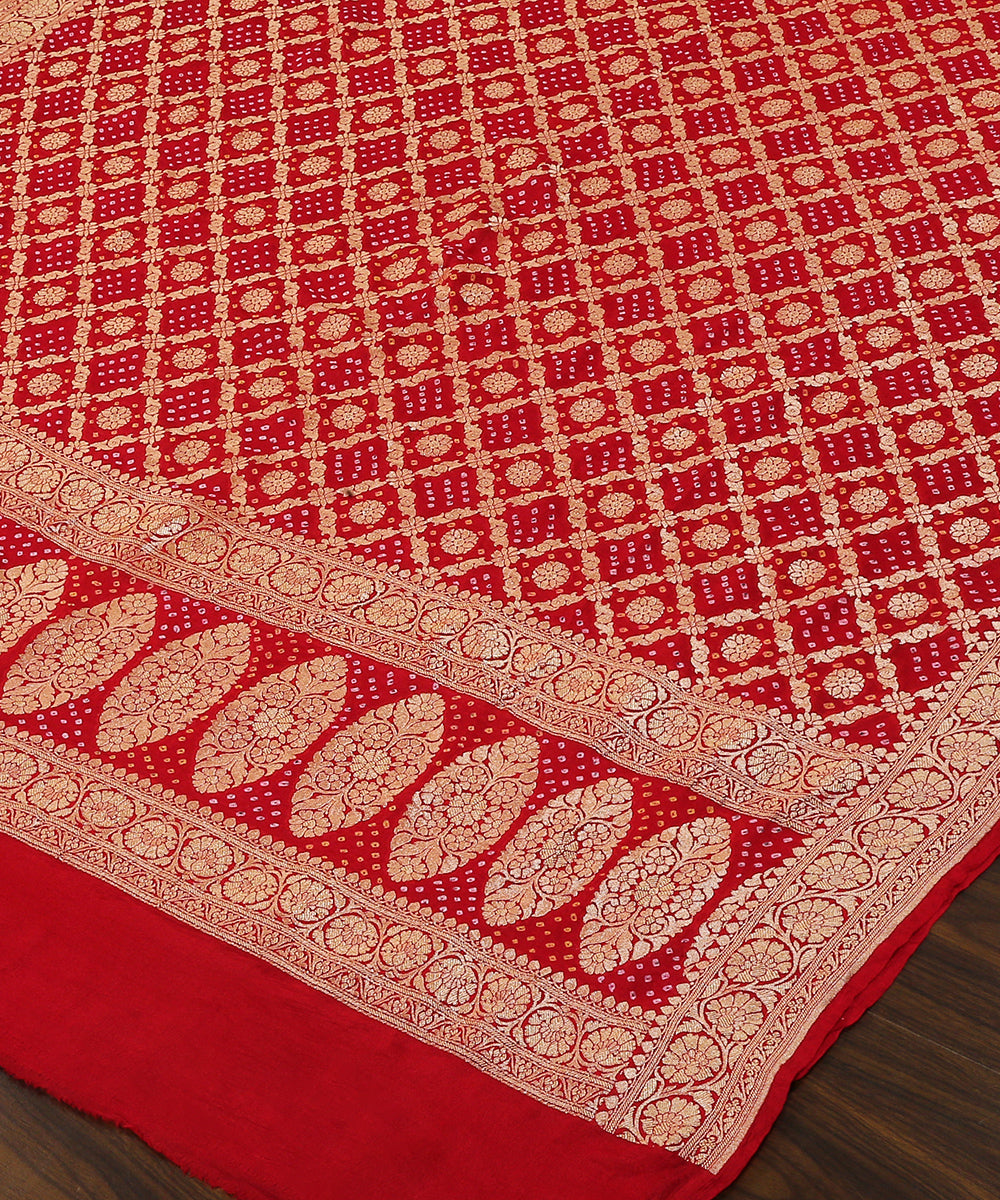 Handloom_Red_Georgette_Banarasi_Bandhej_Dupatta_WeaverStory_03