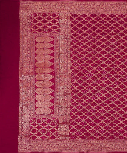 Handloom_Dark_Pink_Georgette_Bandhej_Banarasi_Dupatta_WeaverStory_02