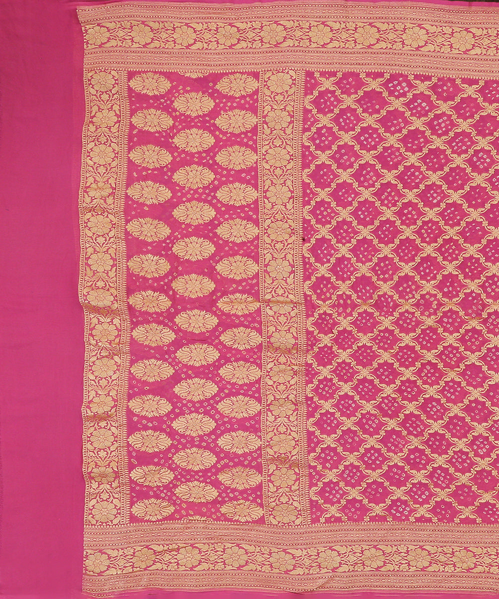 Pink_Handloom_Bandhej_Banarasi_Georgette_Dupatta_WeaverStory_02