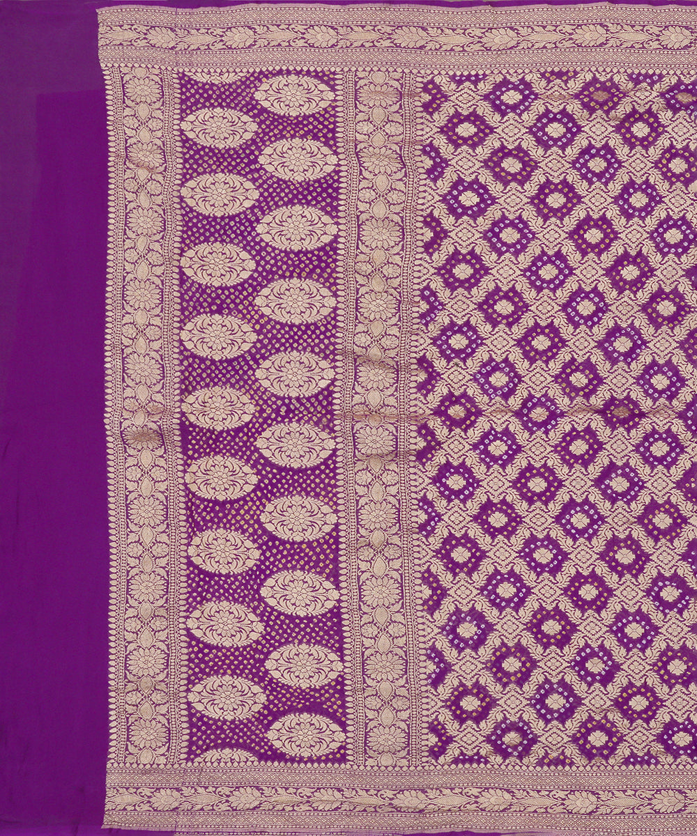Purple_Handloom_Georgette_Banarasi_Bandhej_Dupatta_With_Cutwork_Weave_WeaverStory_02