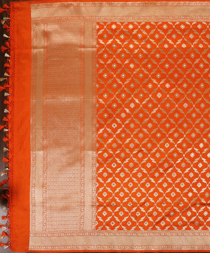 Handloom_Orange_Pure_Katan_Silk_Banarasi_Cutwork_Dupatta_With_Silver_Meenakari_WeaverStory_02