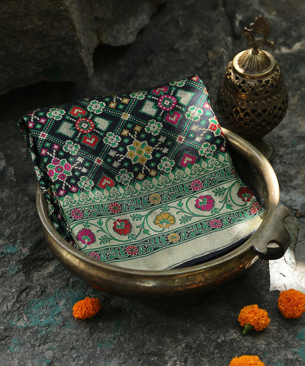 Black_Handloom_Double_Warp_Pure_Katan_Silk_Banarasi_Patola_Dupatta_WeaverStory_01