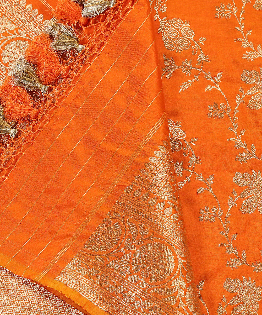 Orange_Handloom_Pure_Katan_Silk_Banarasi_Dupatta_With_Kadhwa_Jaal_WeaverStory_04