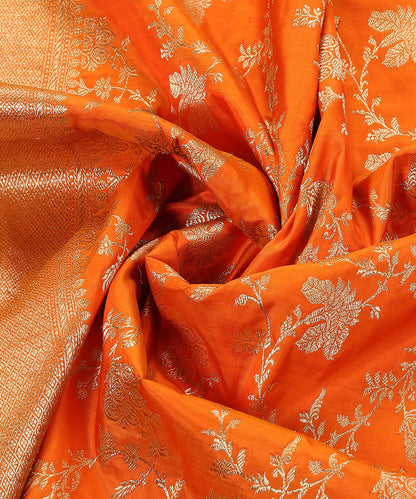 Orange_Handloom_Pure_Katan_Silk_Banarasi_Dupatta_With_Kadhwa_Jaal_WeaverStory_05