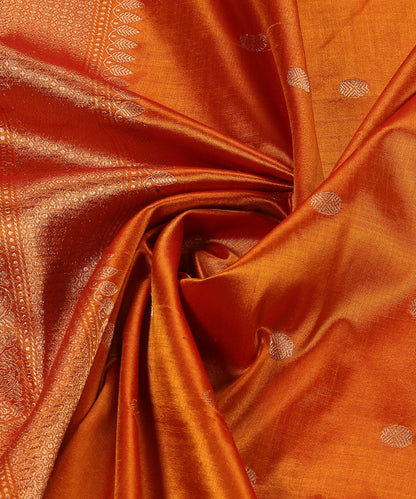 Handloom_Orange_Pure_Katan_Silk_Banarasi_Dupatta_With_Kadhwa_Booti_WeaverStory_05