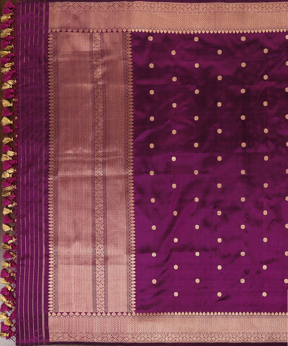 Purple_Handloom_Pure_Katan_Silk_Kadhwa_Booti_Banarasi_Dupatta_WeaverStory_02