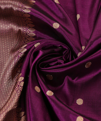 Purple_Handloom_Pure_Katan_Silk_Kadhwa_Booti_Banarasi_Dupatta_WeaverStory_05