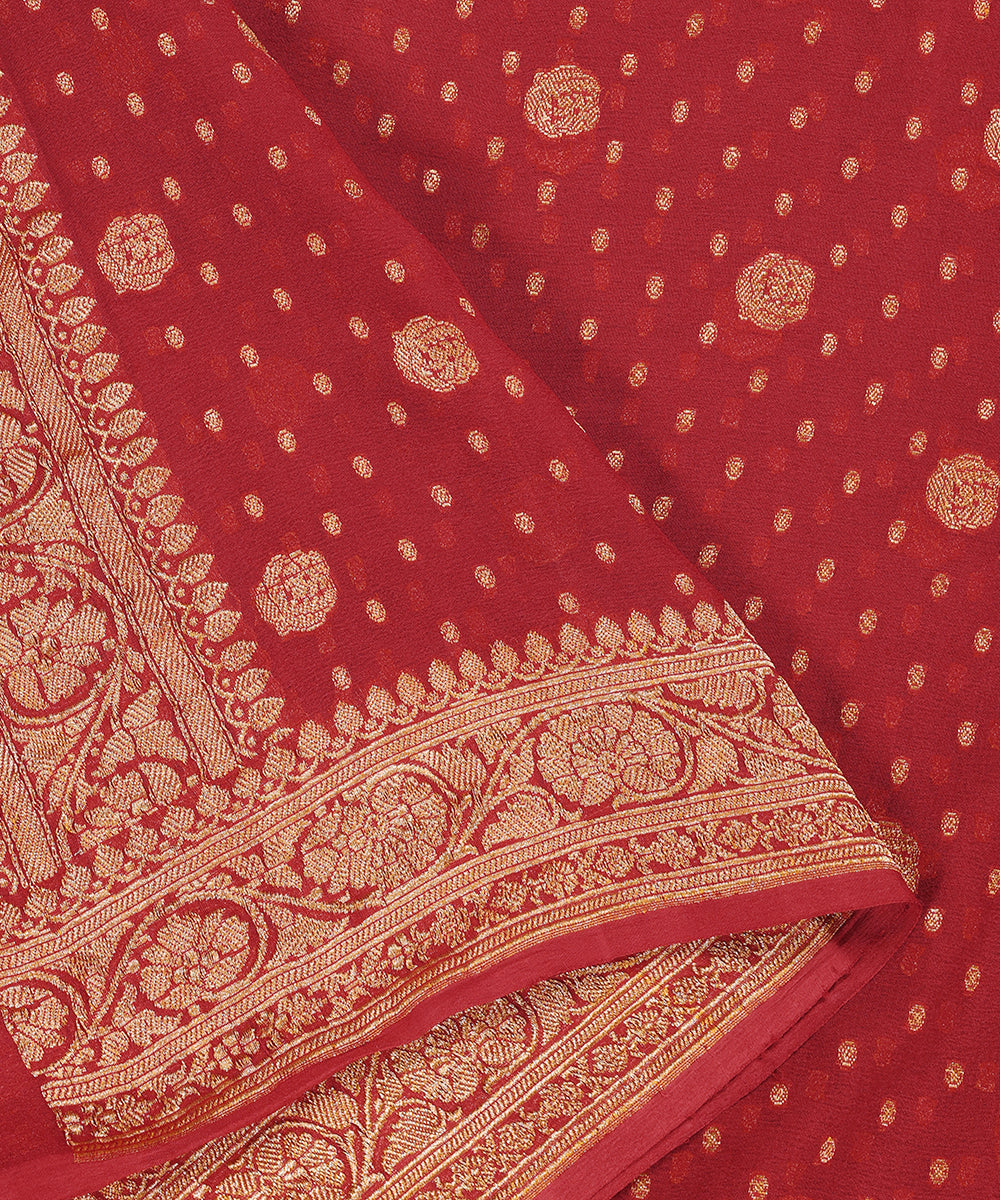 Handloom_Maroon_Pure_Georgette_Banarasi_Dupatta_With_Cutwork_Booti_WeaverStory_04