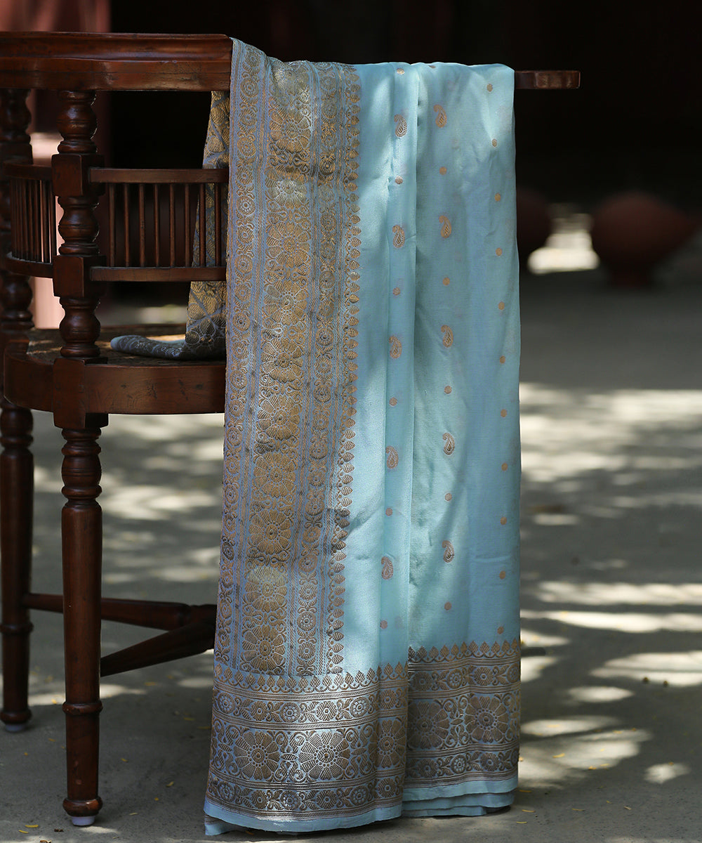 Light_Blue_Handloom_Georgette_Banarasi_Dupatta_With_Paisley_Booti_And_Kadhwa_Border_WeaverStory_01