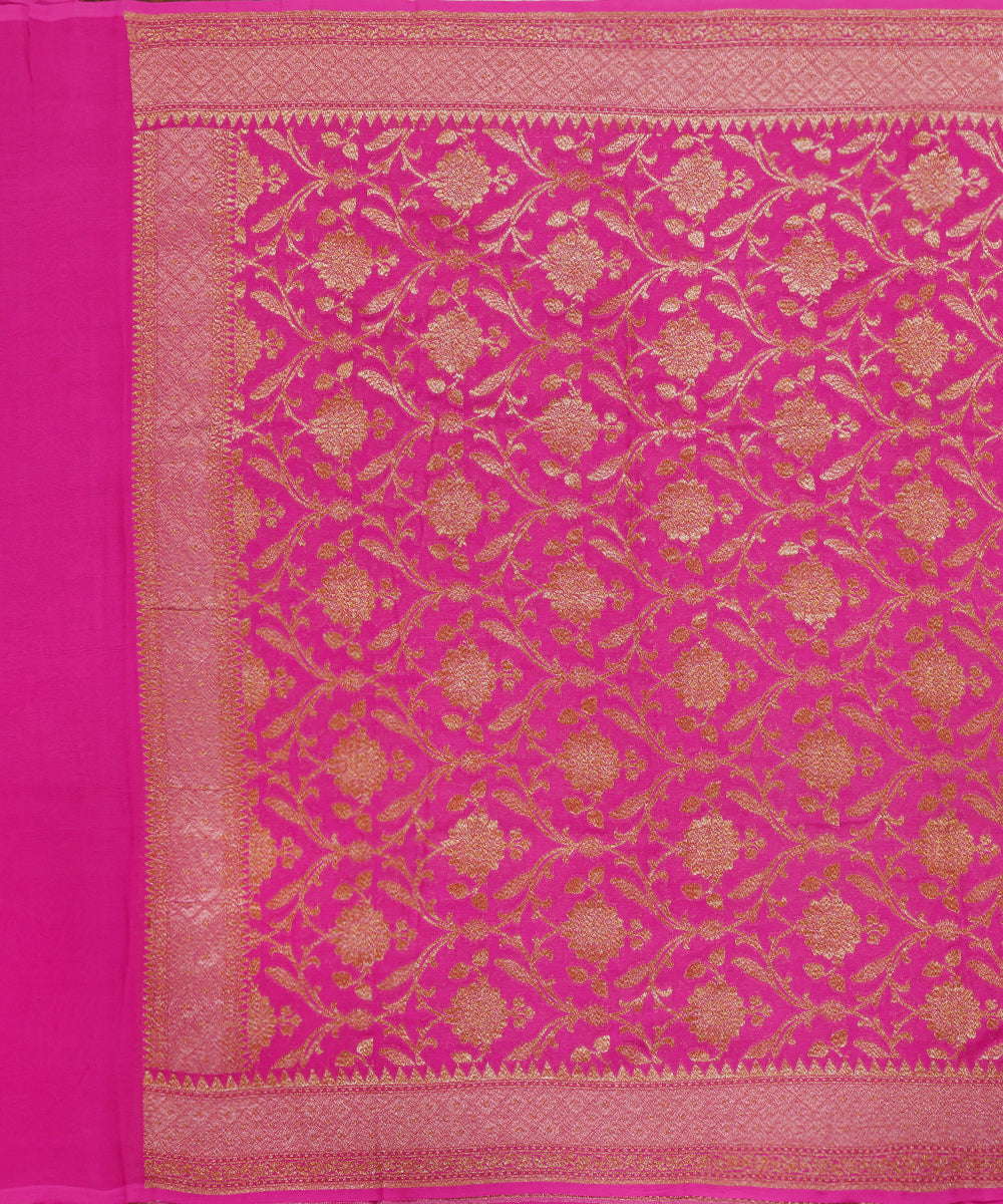 Pink_Handloom_Pure_Georgette_Banarasi_Dupatta_With_Antique_Zari_WeaverStory_02