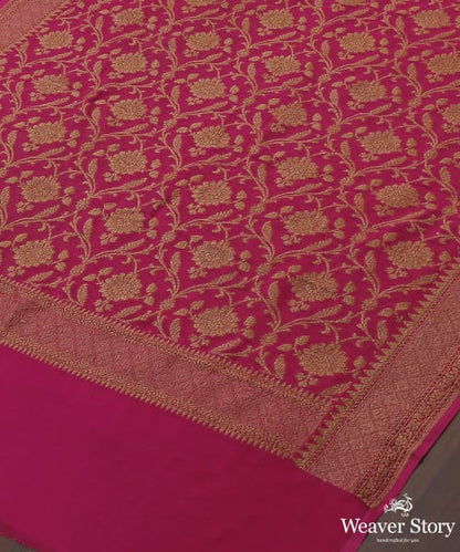 Handloom_Pink_Banarasi_Georgette_Dupatta_With_Antique_Zari_Jaal_WeaverStory_03