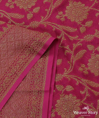 Handloom_Pink_Banarasi_Georgette_Dupatta_With_Antique_Zari_Jaal_WeaverStory_04