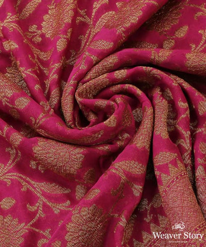 Handloom_Pink_Banarasi_Georgette_Dupatta_With_Antique_Zari_Jaal_WeaverStory_05