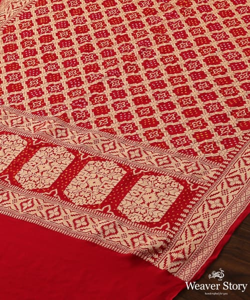 Red_Handloom_Georgette_Banarasi_Bandhej_Dupatta_WeaverStory_03