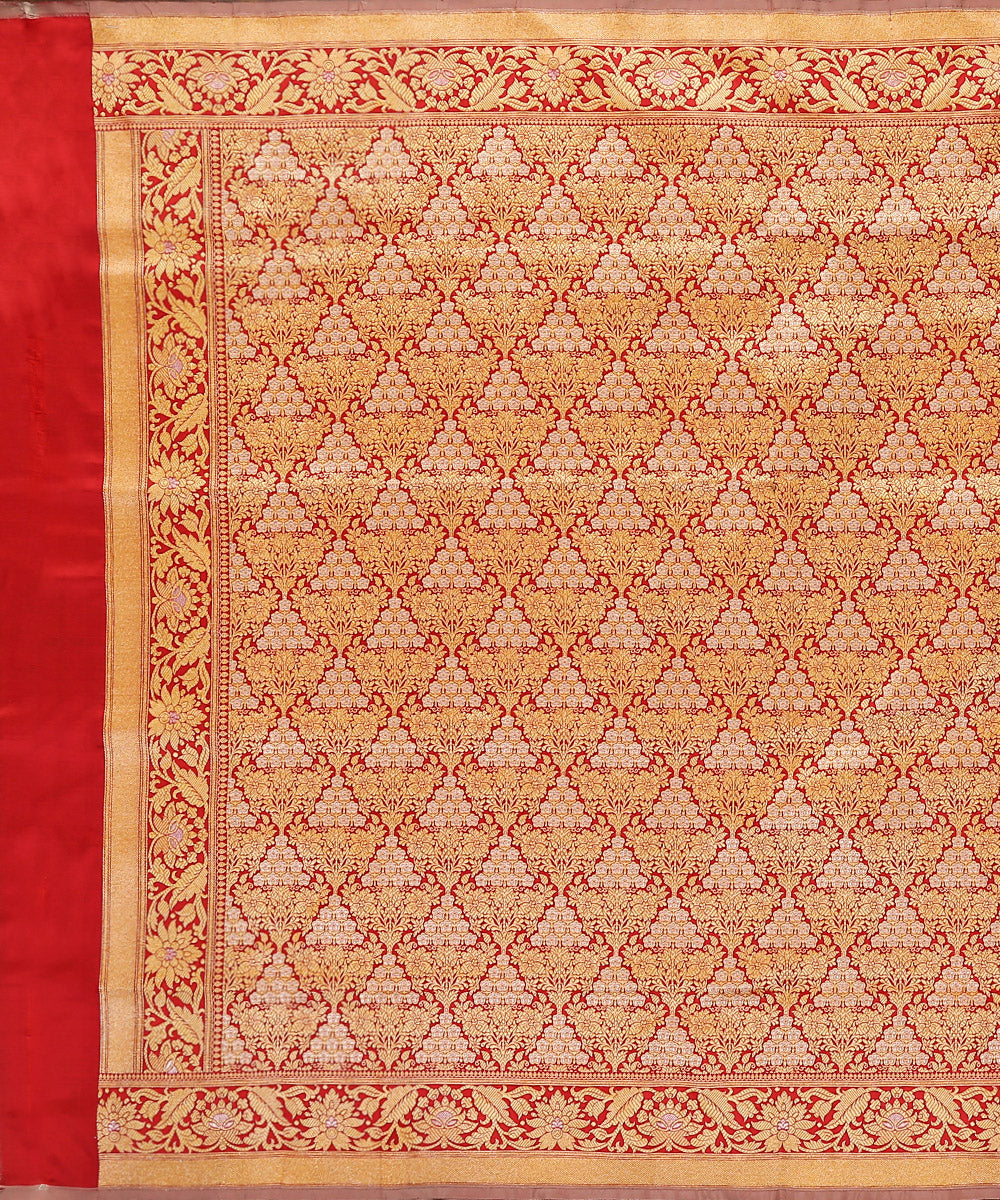 Handloom_Red_Brocade_Pure_Katan_Silk_Banarasi_Dupatta_With_Pink_Selvedge_WeaverStory_02