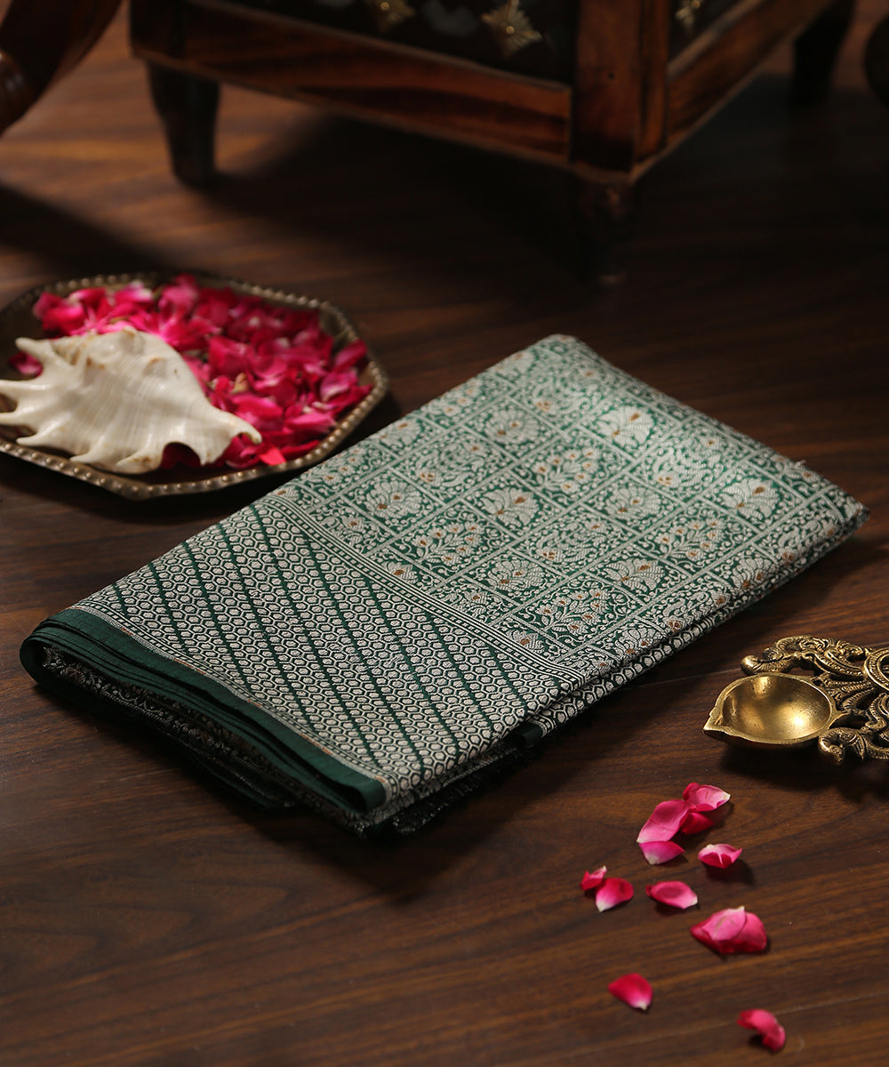 Dark_Green_Handloom_Pure_Katan_Silk_Banarasi_Meenakari_Dupatta_WeaverStory_01