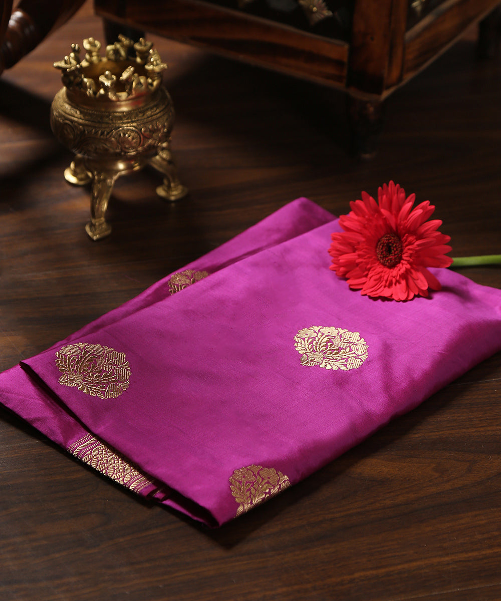 Purple_Handloom_Pure_Katan_Silk_Banarasi_Dupatta_With_Zari_Booti_WeaverStory_01