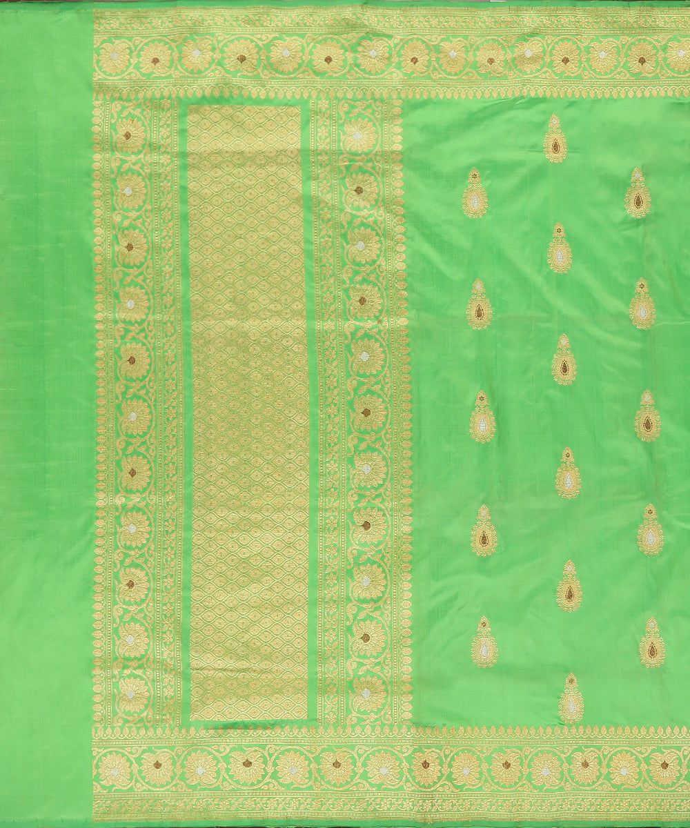 Parrot_Green_Handloom_Pure_Katan_Silk_Dupatta_With_Meenakari_WeaverStory_02