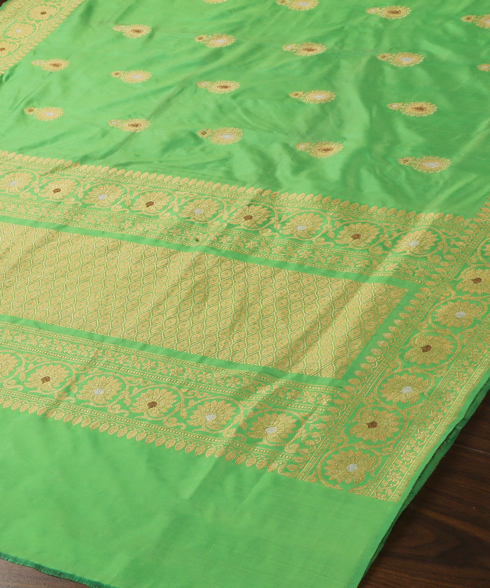 Parrot_Green_Handloom_Pure_Katan_Silk_Dupatta_With_Meenakari_WeaverStory_03