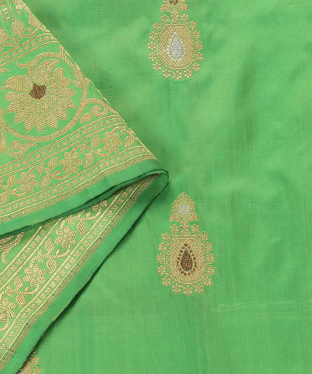 Parrot_Green_Handloom_Pure_Katan_Silk_Dupatta_With_Meenakari_WeaverStory_04