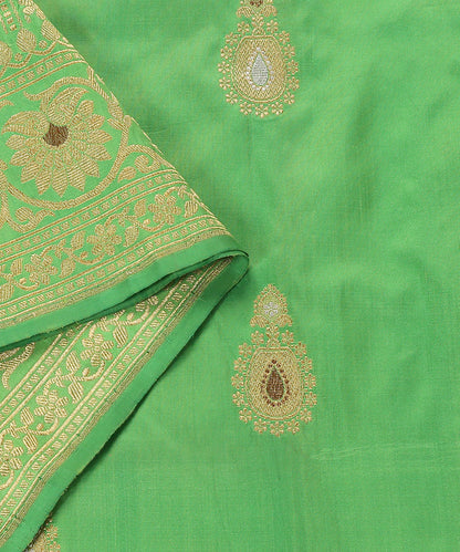 Parrot_Green_Handloom_Pure_Katan_Silk_Dupatta_With_Meenakari_WeaverStory_04