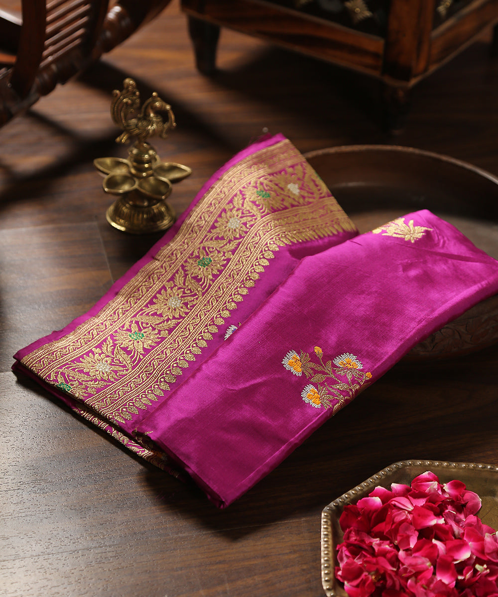 Purple_Handloom_Pure_Katan_Silk_Banarasi_Dupatta_With_Intricate_Floral_Border_WeaverStory_01