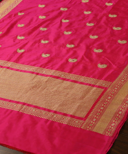 Pink_Dual_Handloom_Pure_Katan_Silk_Banarasi_Dupatta_With_Kadhwa_Paisley_Booti_WeaverStory_03