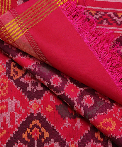 Handloom_Purple_And_Pink_Single_Ikat_Pure_Mulberry_Silk_Patola_Dupatta_WeaverStory_04