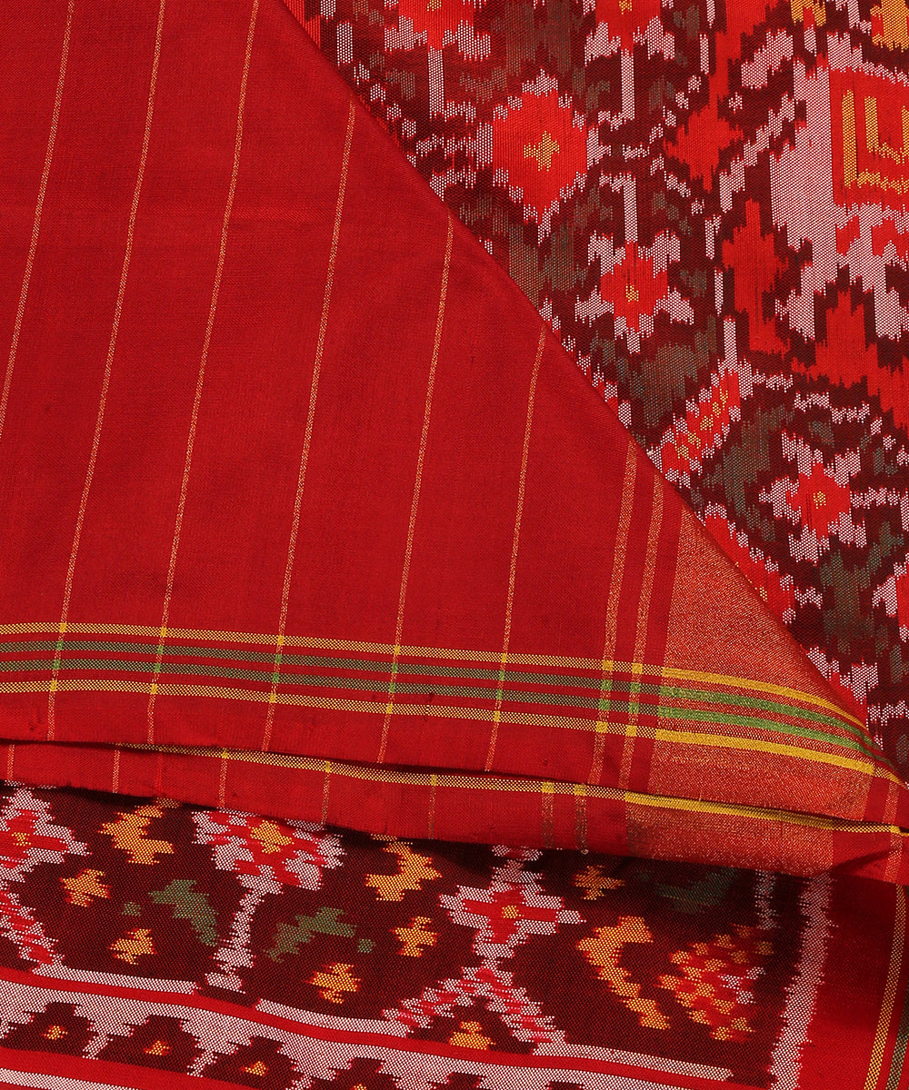 Red_Handloom_Pure_Mulberry_Silk_Single_Ikat_Patola_Dupatta_With_Elephant_Motifs_WeaverStory_04