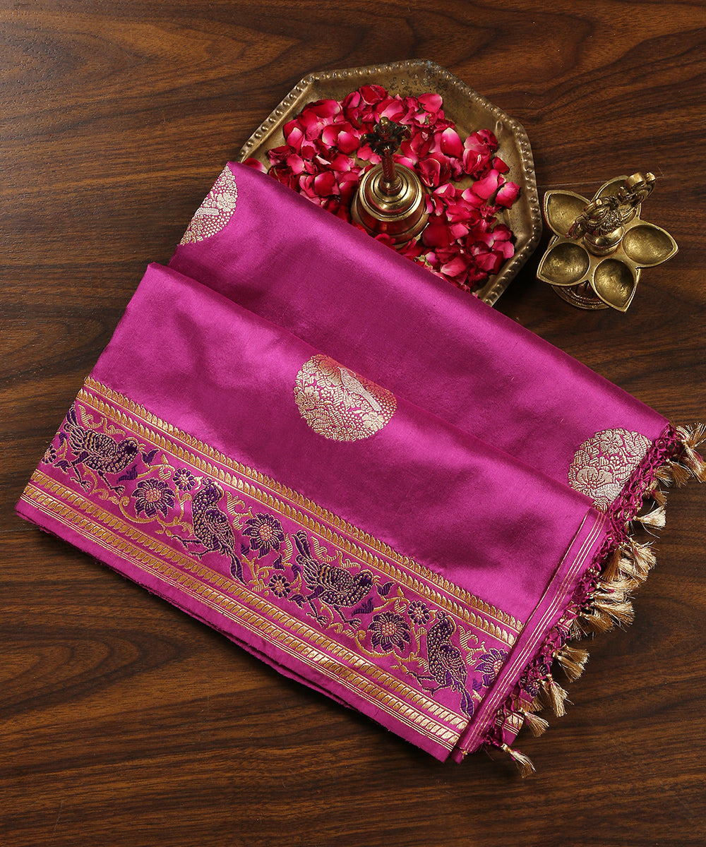 Handloom_Purple_Pure_Katan_Silk_Banarasi_Dupatta_With_Zari_Boota_WeaverStory_01