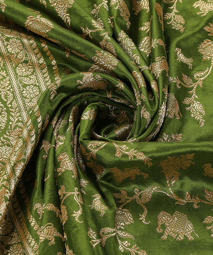 Green_Handloom_Pure_Katan_Silk_Banarasi_Dupatta_With_Floral_Jaal_WeaverStory_05
