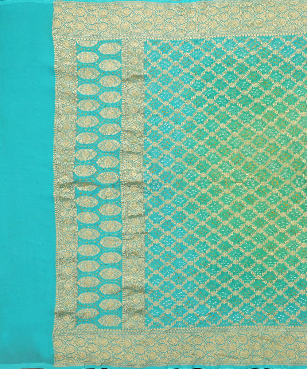 Sea_Green_And_Blue_Handloom_Pure_Handloom_Banarasi_Bandhej_Dupatta_WeaverStory_02