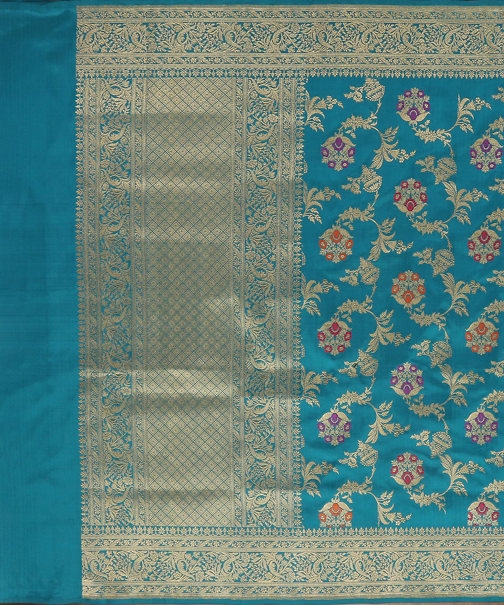 Handloom_Turquoise_Blue_Pure_Katan_Silk_Banarasi_Dupatta_With_Meenakari_WeaverStory_02