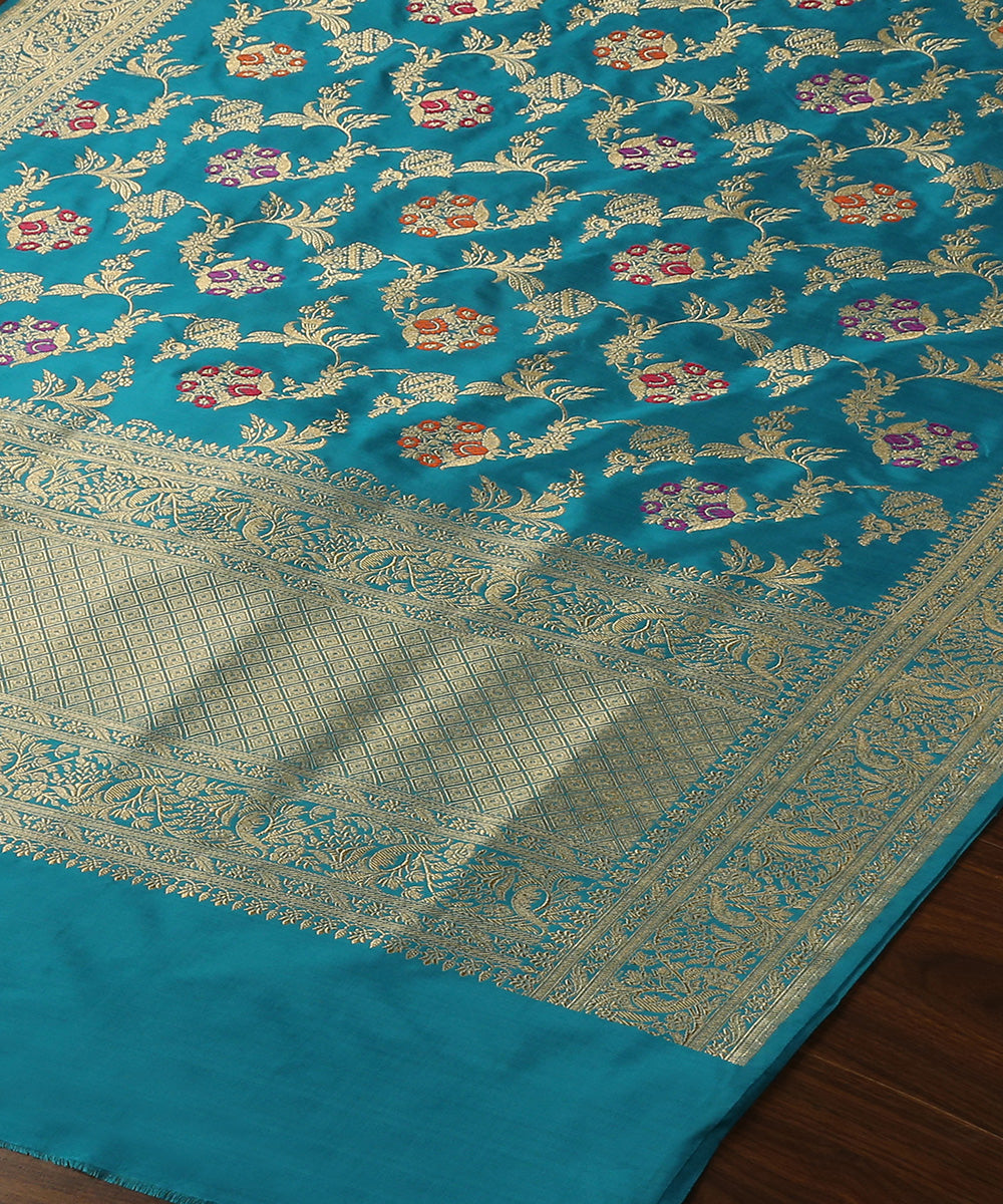 Handloom_Turquoise_Blue_Pure_Katan_Silk_Banarasi_Dupatta_With_Meenakari_WeaverStory_03