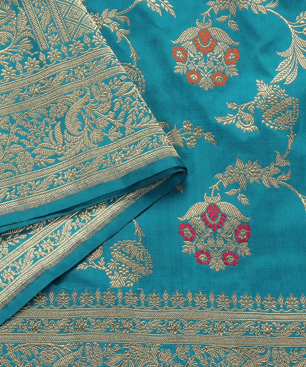 Handloom_Turquoise_Blue_Pure_Katan_Silk_Banarasi_Dupatta_With_Meenakari_WeaverStory_04