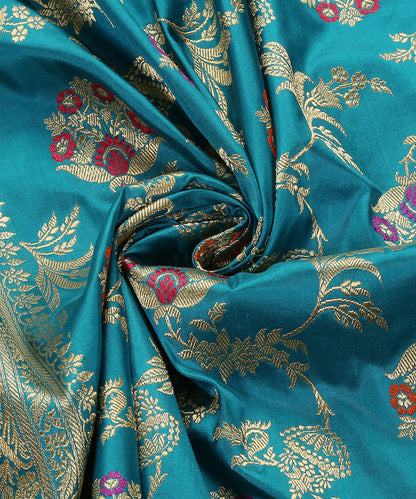 Handloom_Turquoise_Blue_Pure_Katan_Silk_Banarasi_Dupatta_With_Meenakari_WeaverStory_05