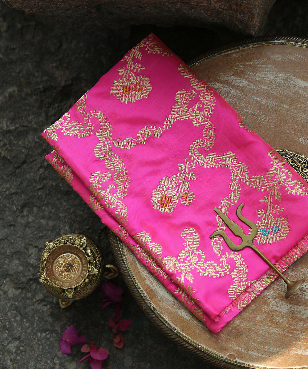 Pink_Handloom_Pure_Katan_Silk_Banarasi_Dupatta_With_Kadhwa_Meenakari_Jaal_WeaverStory_01