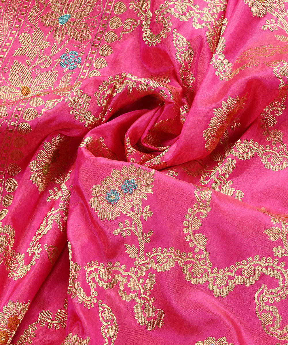 Pink_Handloom_Pure_Katan_Silk_Banarasi_Dupatta_With_Kadhwa_Meenakari_Jaal_WeaverStory_05