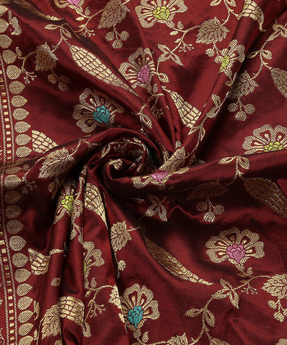 Handloom_Maroon_Kadhwa_Jangla_Dupatta_With_Meenakari_WeaverStory_05